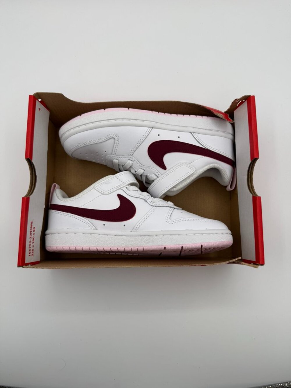 Nike Court Borough Low 2 PS White Dark Beetroot US SZ 13C BQ5451-120